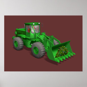 Póster Operador de bulldozer de Santa Claus