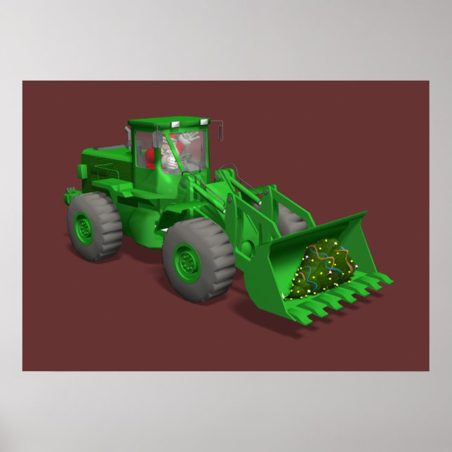 Póster Operador de bulldozer de Santa Claus (Frente)