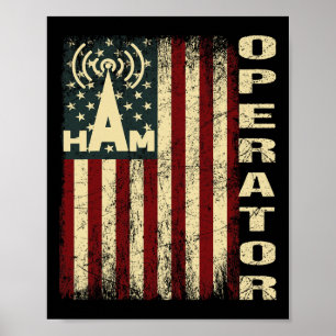 Póster Operador de radioaficionado de bandera estadounide