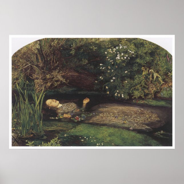 Póster Ophelia, 1852, John Everett Millais (Frente)