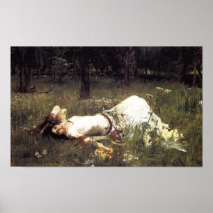 Póster Ophelia - Cascada de John William