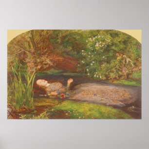 Póster Ophelia de Millais, Bella Artes victoriano vintage