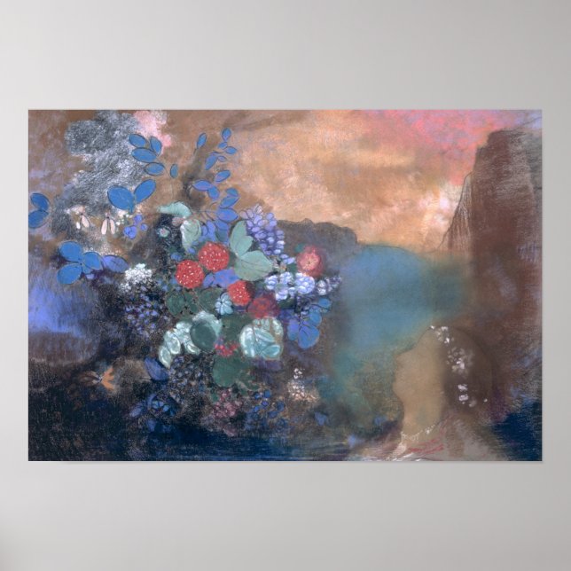 Póster Ophelia entre las flores, c.1905-8 (Frente)