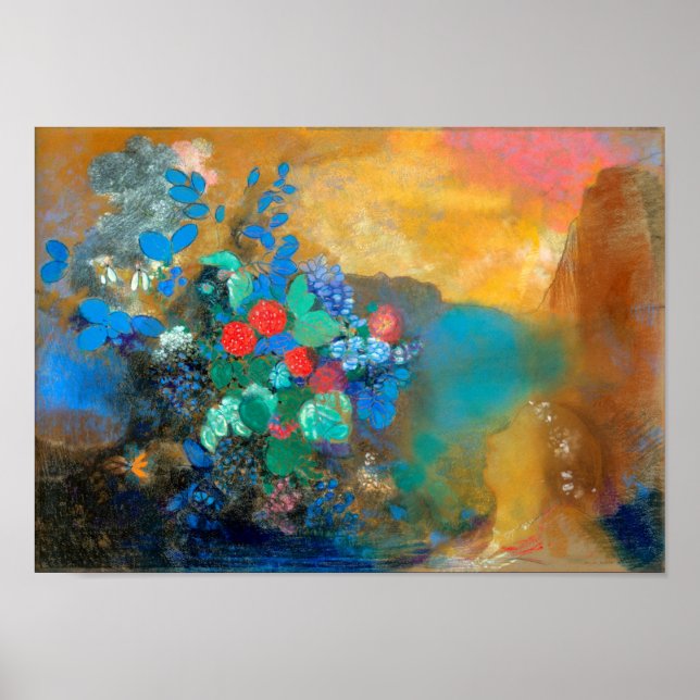 Póster Ophelia entre las flores, Redon (Frente)
