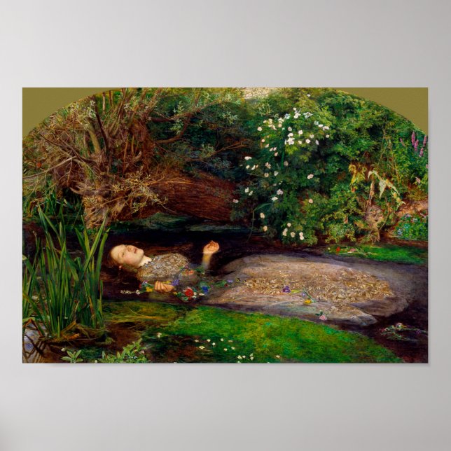 Póster Ophelia, John Everett Millais, 1851-1852 (Frente)