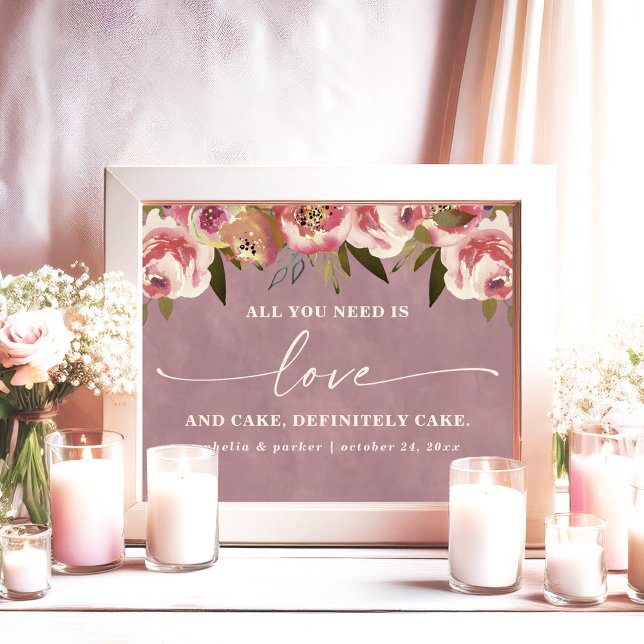 Póster Ophelia Rosa Todo Lo Que Necesitas Es Amor Boda Ró (Say "I DO" to Romantic Watercolor Florals and a Cottagecore Vibe with the Ophelia Wedding Suite.)
