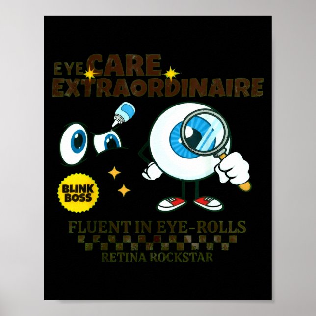 Póster Ophthalmologist Retro Eye Doctor Gift Optometry Nu (Frente)