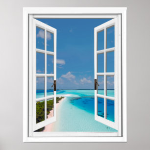 Póster Opinión artificial de la ventana del mar tropical