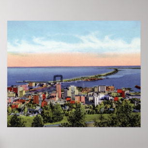 Póster Opinión de Duluth Minnesota Birdseye de la