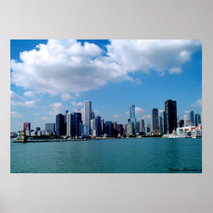 Póster Opinión del horizonte de Chicago del embarcadero