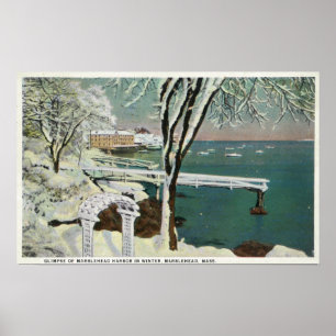 Póster Opinión del invierno del puerto de Marblehead