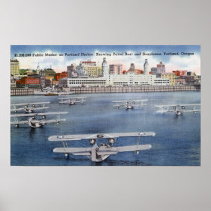 Póster Opinión del puerto de Portland del mercado público
