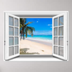 Póster Opinión tropical 3D de la ventana de la