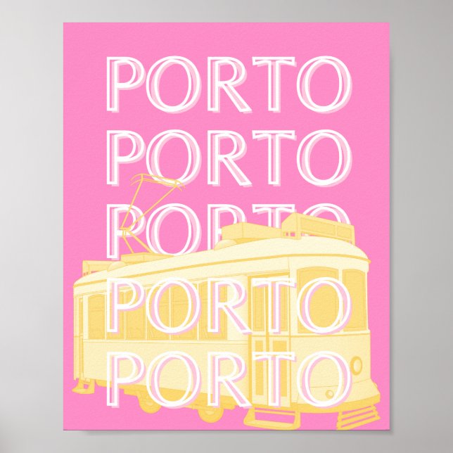 Póster Oporto Travel Art, Portugal, Pink (Frente)