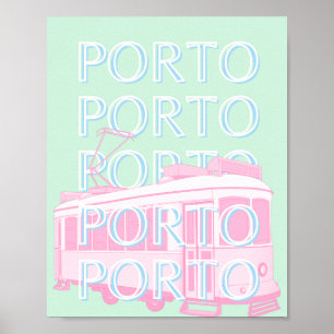 Póster Oporto Travel Art, Portugal Travel Art, Pastel