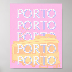 Póster Oporto Travel Art, Portugal Travel Art, Preppy Pin