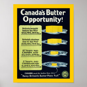 Póster Oportunidad de la mantequilla de Canadá (frontera)