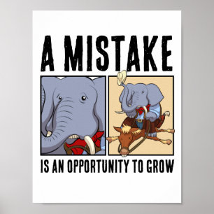 Póster Oportunidad Divertida de Elefante para Crecer Moti