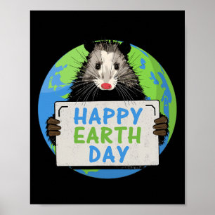 Póster Opossum Feliz Día de la Tierra para los amantes de