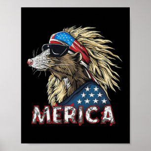 Póster Opossum Possum - Estados Unidos Patriótico 4 De Ju