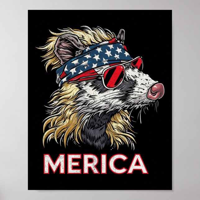 Póster Opossum Possum - Estados Unidos Patriótico 4 De Ju (Frente)