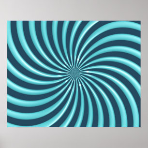 Póster Optical Art Spiral Curves Triangle 07