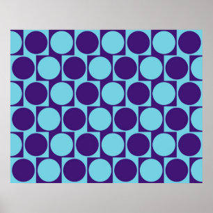Póster Optical Illusion Cafe Wall Effect Circles Blue