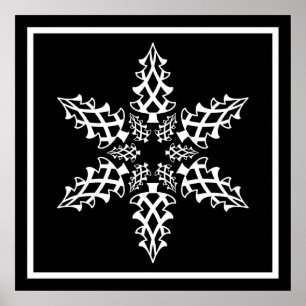 Póster Optical Illusion Snowflake Christmas Elegant