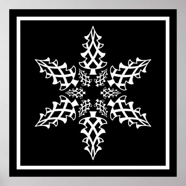 Póster Optical Illusion Snowflake Christmas Elegant (Frente)
