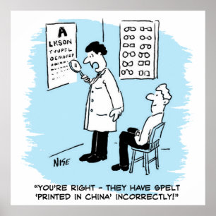 Póster Optician haciendo una prueba ocular
