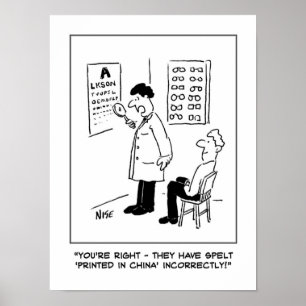 Póster Optician verifica la ortografía de la pared óptica