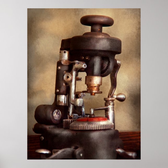 Póster Optometría - Máquina de corte de lentes (Frente)