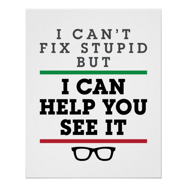 Póster Optometrista Optometría Oftalmología Véase Estúpid (Anverso)