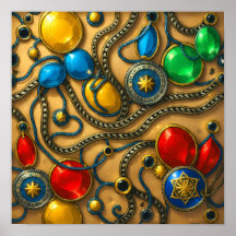 Opulent Gold & Jewel Seamless Wall Art Decor