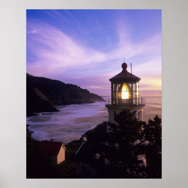 Póster OR, Costa de Oregón, Faro Heceta Head, en (Frente)