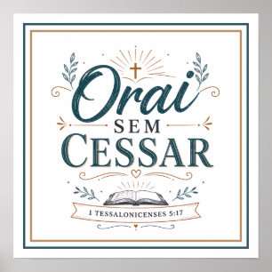 Póster Ora Sin Cesar Frase Cristiana Motivacional