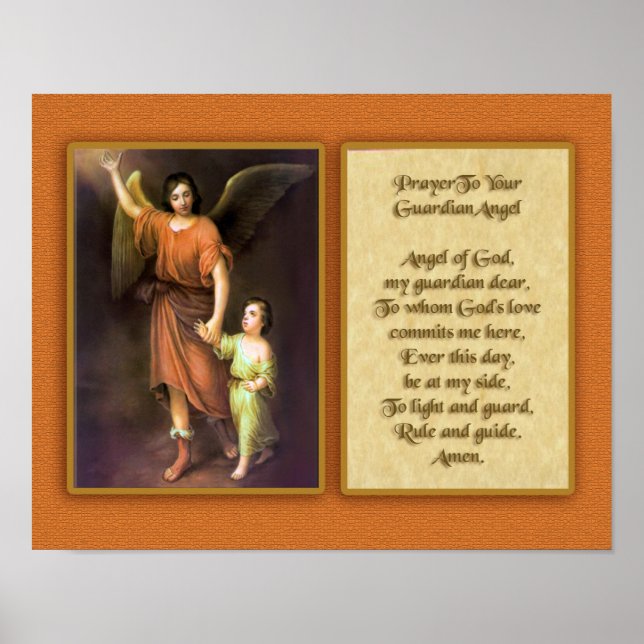 Póster Oración a tu ángel de la guarda. (Frente)