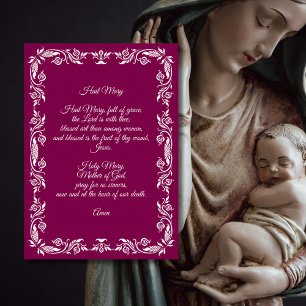 Póster Oración Ave María Elegante Burgundy Marfil Botánic