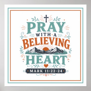 Póster Oración Con Un Corazón Creyente Frases Motivadoras