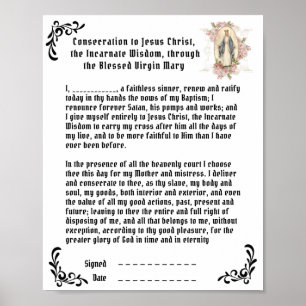 Póster Oración de consagración católica a Jesús Virge