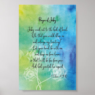 Póster Oración De La Acuarela De Jabez Con Dandelions
