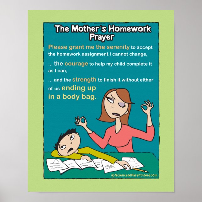 Póster Oración de la casa de una madre (verde pálido) (Frente)