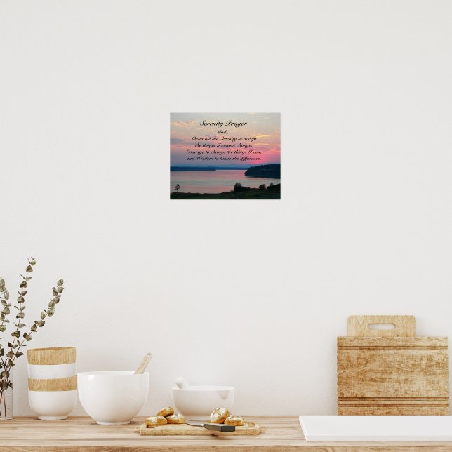 Póster Oración de la Serenidad Atardecer Paisaje Marino R (Cocina)