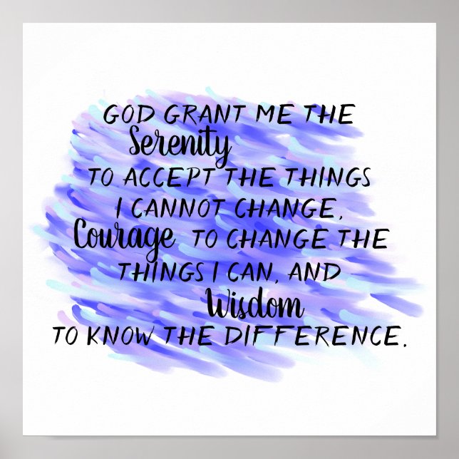 Póster Oración de la serenidad diseño abstracto de acuare (Frente)