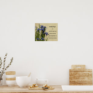 Póster Oración de la Serenidad Iris Azules Floral