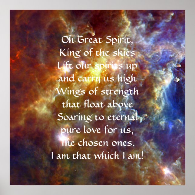 Póster Oración de los indios nativos norteamericanos (Frente)