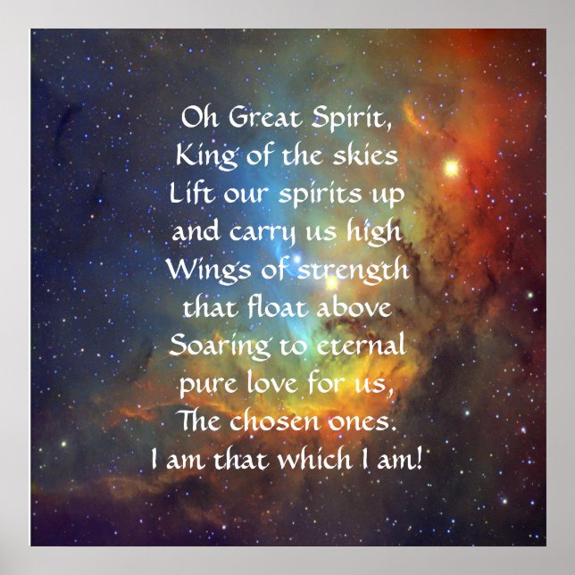 Póster Oración de los indios nativos norteamericanos (Frente)