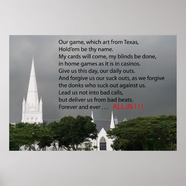 Póster oración de póquer (Frente)