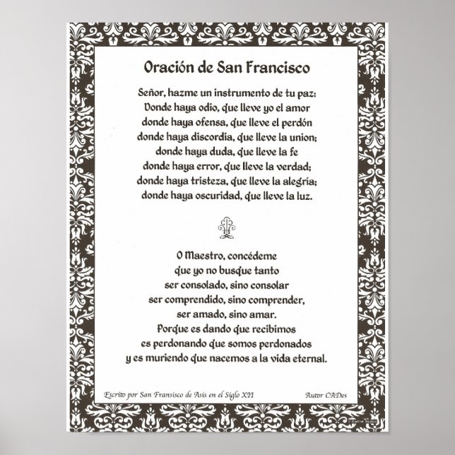 Póster Oracion de San Francisco (Frente)