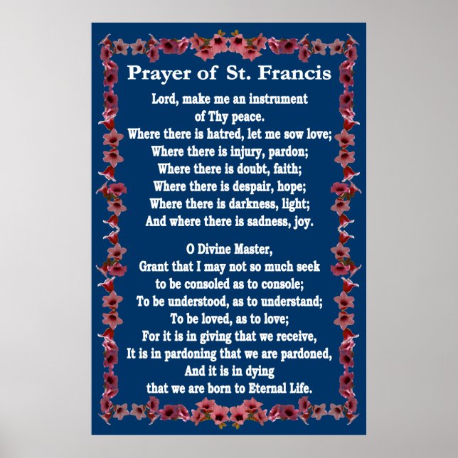 Póster Oración de San Francisco con borde de campanas de  (Frente)